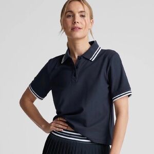 Beyond Yoga Country Club Polo Tee- Nocturnal Navy